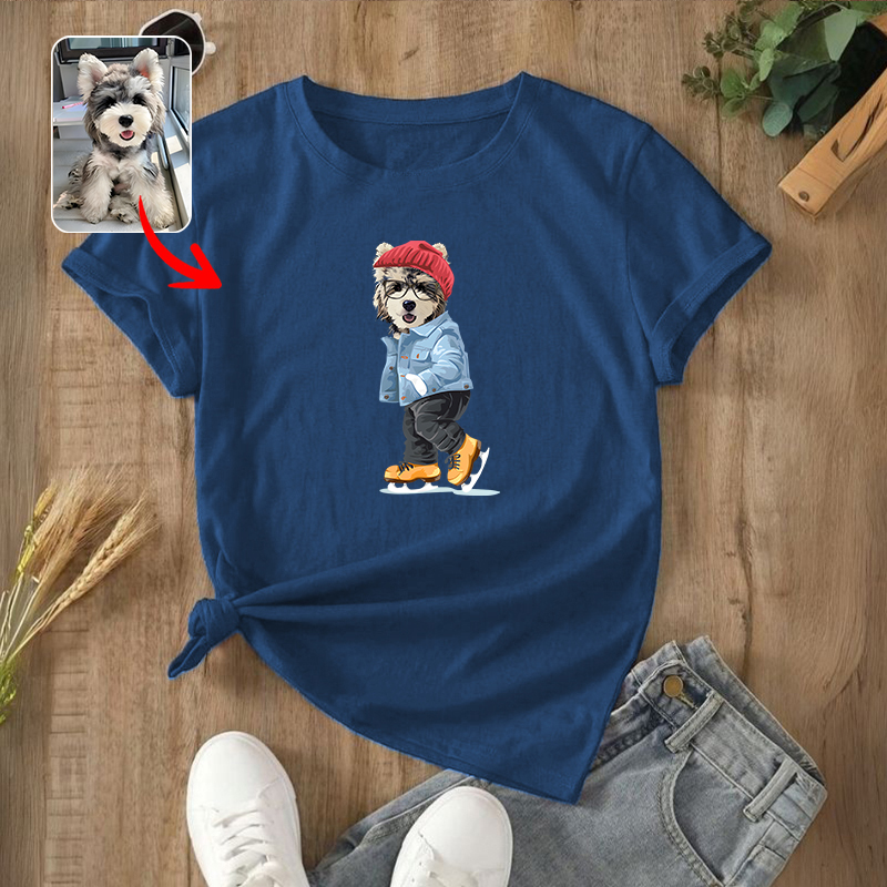 カスタムFluffyClub プレミアムTシャツ  スケート １頭デザイン #250123-4