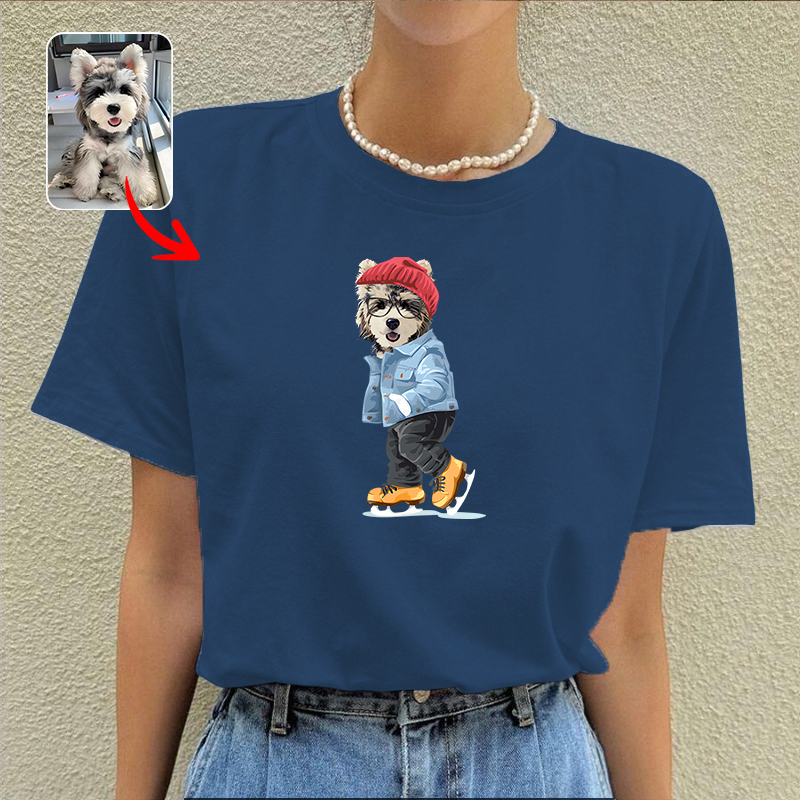 カスタムFluffyClub プレミアムTシャツ  スケート １頭デザイン #250123-4