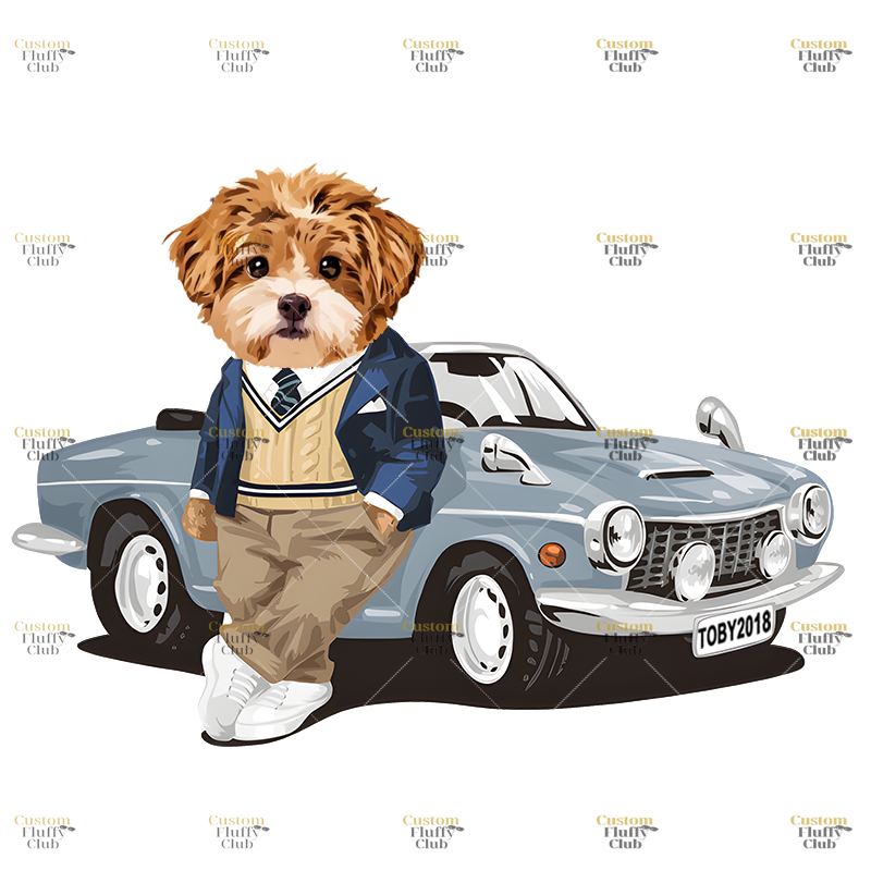 カスタムフワモコ部 　トレーナー  クールなコンバーチブル １頭デザイン0206-5