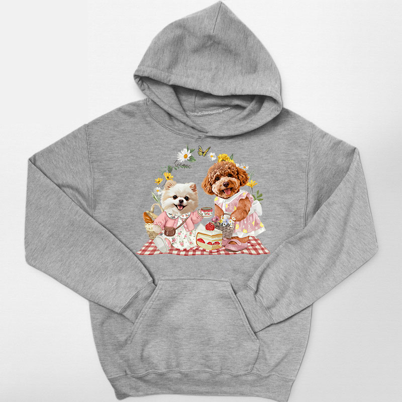 カスタムフワモコ部 　パーカー  ピクニック  2頭デザイン 26115-8