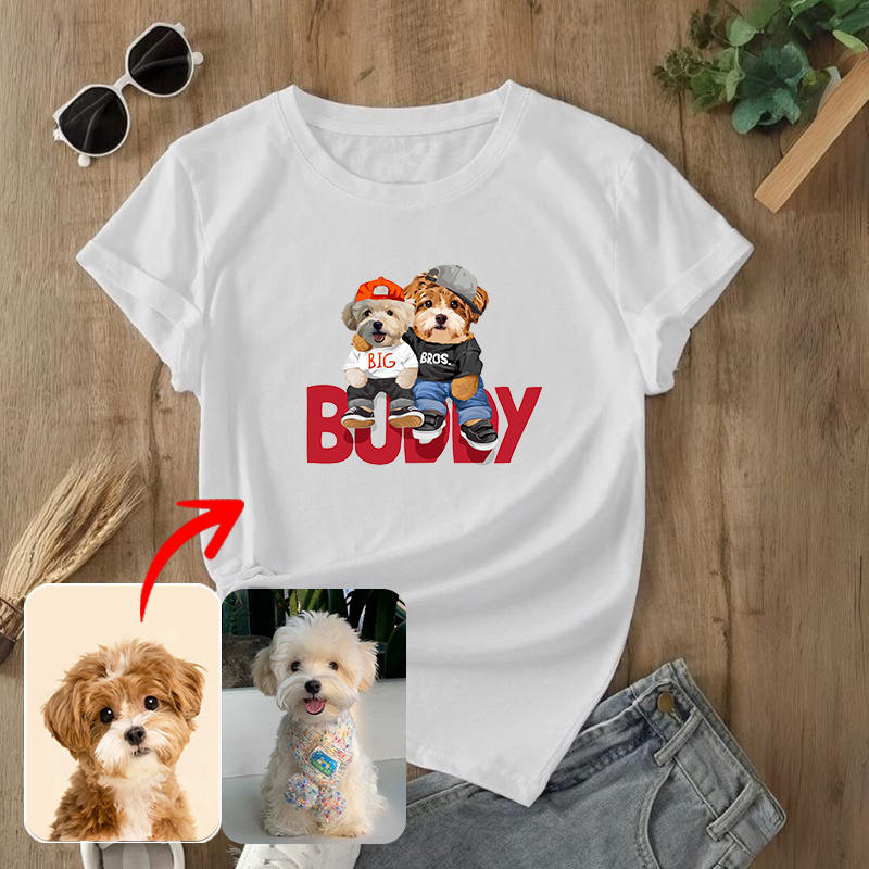 カスタムフワモコ部  プレミアムTシャツ BUDDY 2頭デザイン #210-1-1