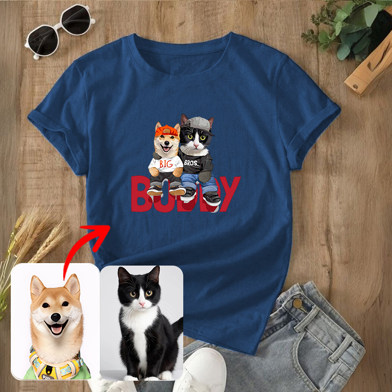 カスタムフワモコ部  プレミアムTシャツ BUDDY 2頭デザイン #210-1-1