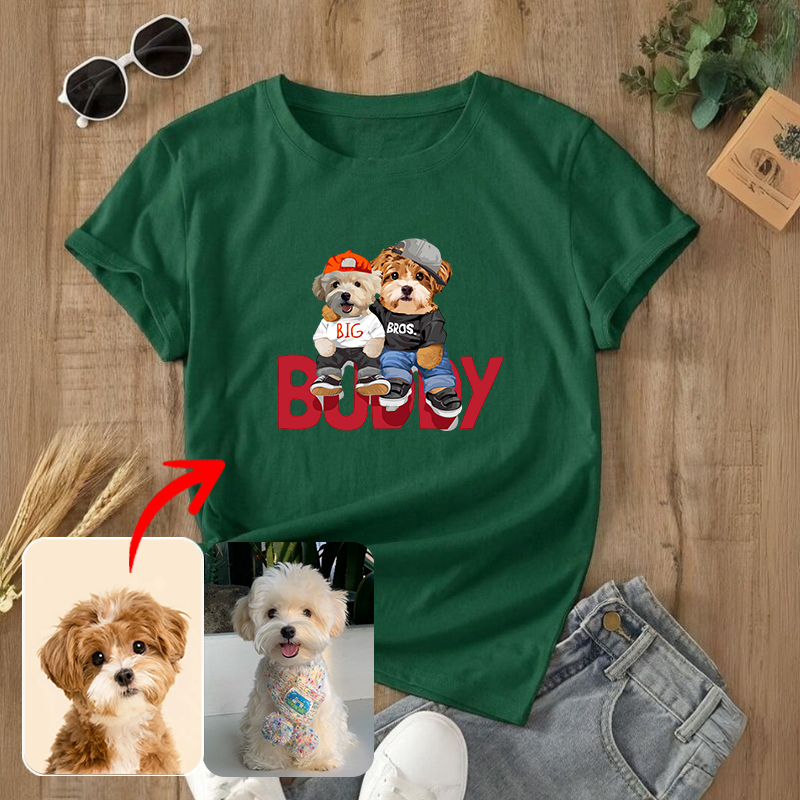 カスタムフワモコ部  プレミアムTシャツ BUDDY 2頭デザイン #210-1-1