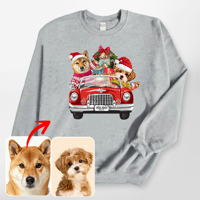 カスタムフワモコ部 　トレーナー Christmas  Shoping 2頭デザイン251122-4