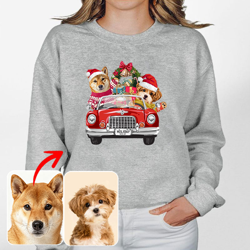 カスタムフワモコ部 　トレーナー Christmas  Shoping 2頭デザイン251122-4
