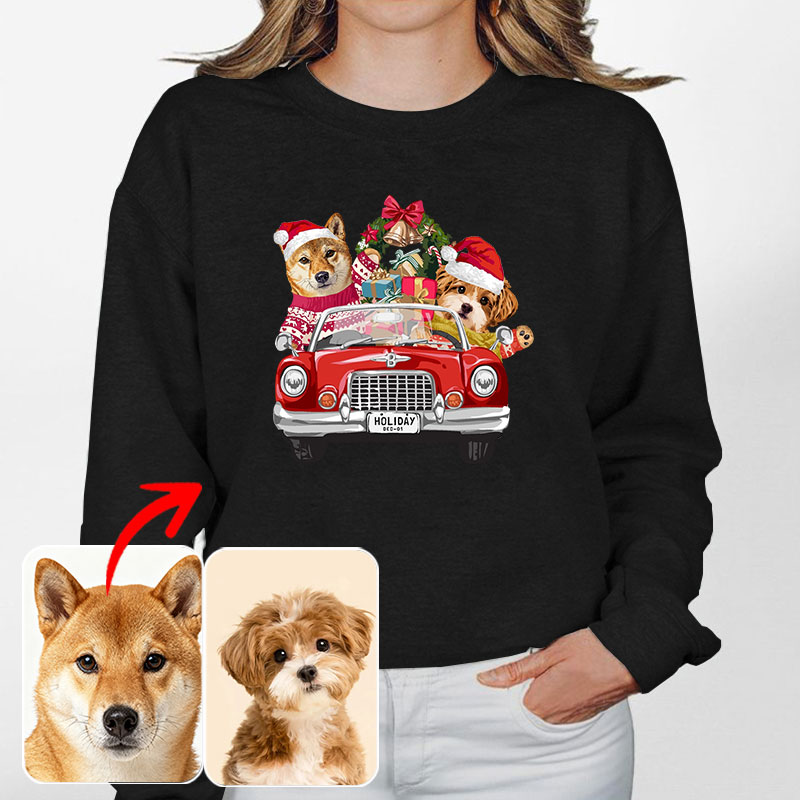カスタムフワモコ部 　トレーナー Christmas  Shoping 2頭デザイン251122-4