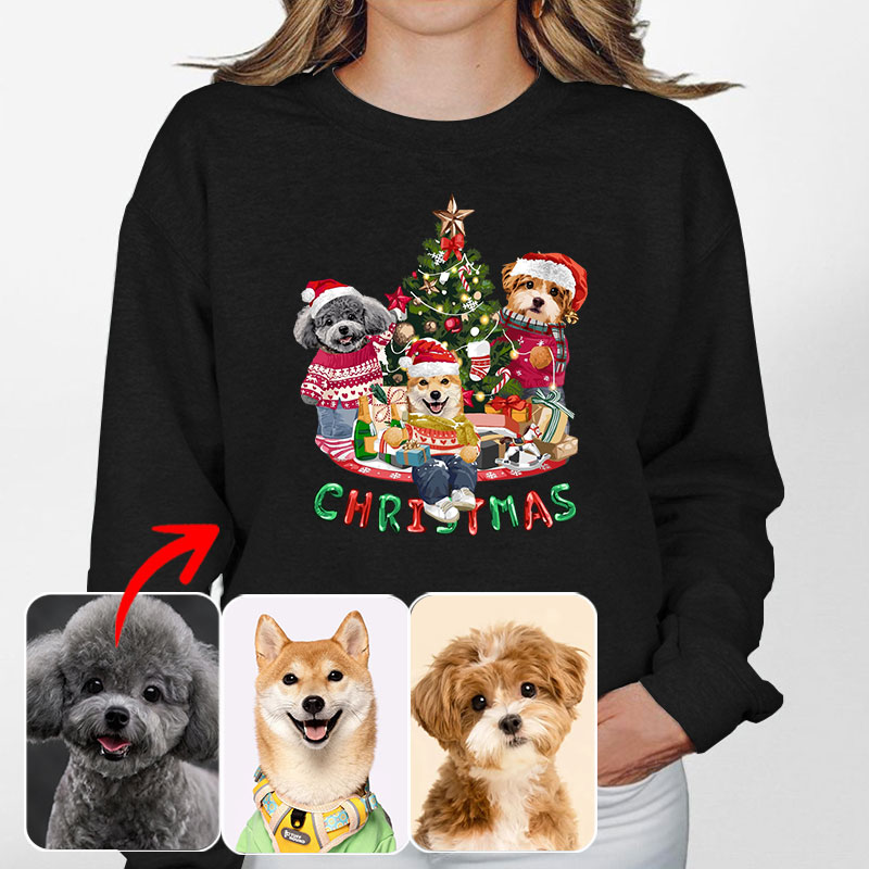 カスタムフワモコ部 　トレーナー Christmas  3頭デザイン251122-8