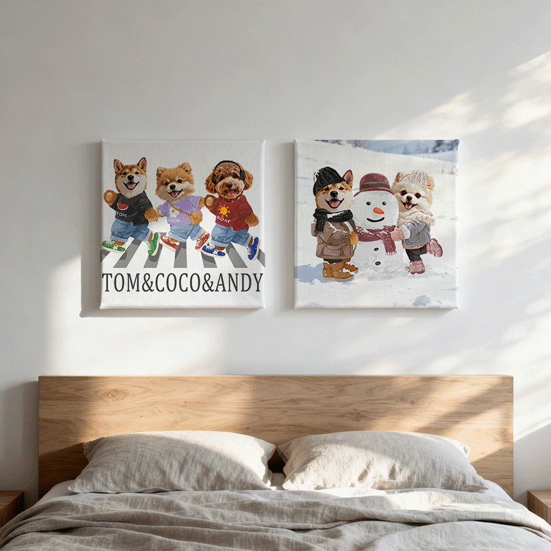 カスタムフワモコ部 　キャンバス  モフモフストリートドッグズ 【3頭デザイン】251122-20