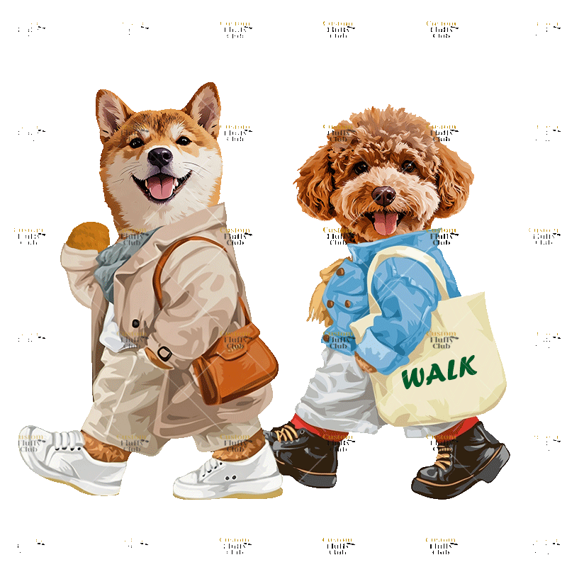 カスタムフワモコ部  パーカー  walk  2頭デザイン26123-1