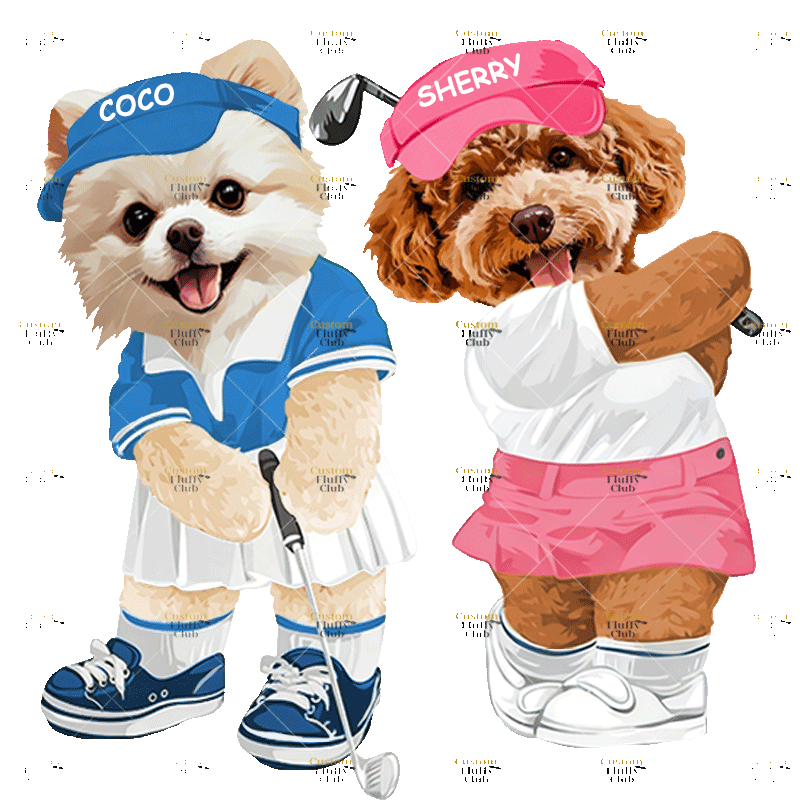 カスタムフワモコ部 　パーカー   ゴルフ大会  2頭デザイン26227-1