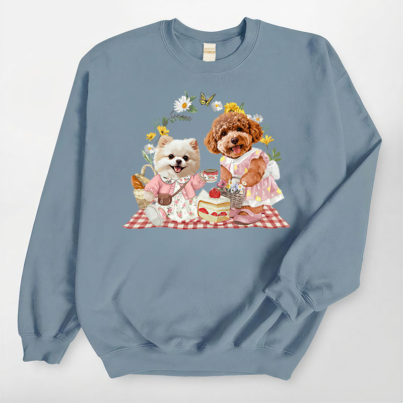 カスタムフワモコ部 　トレーナー ピクニック 2頭デザイン26115-7