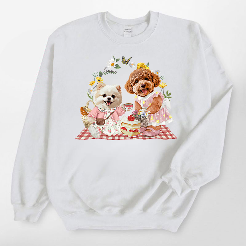 カスタムフワモコ部 　トレーナー ピクニック 2頭デザイン26115-7