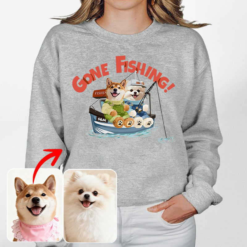 カスタムフワモコ部 　トレーナー  釣り  2頭デザイン251210-2