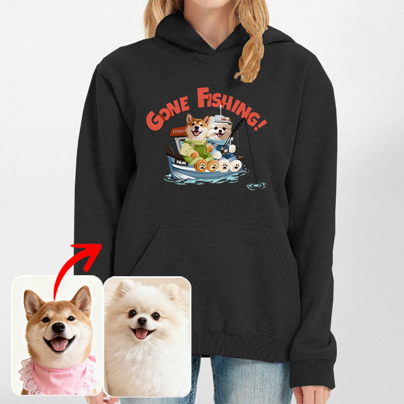 カスタムフワモコ部 　パーカー  釣り  2頭デザイン 251210-3