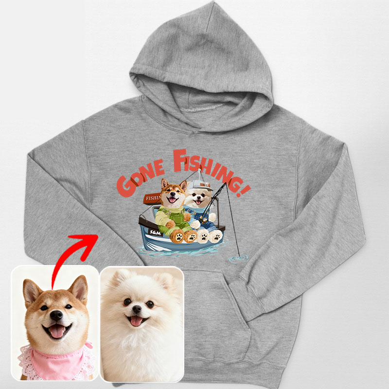 カスタムフワモコ部 　パーカー  釣り  2頭デザイン 251210-3