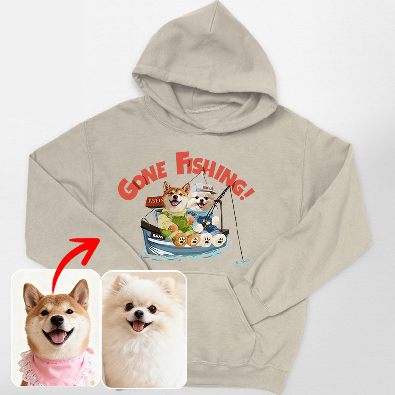 カスタムフワモコ部 　パーカー  釣り  2頭デザイン 251210-3