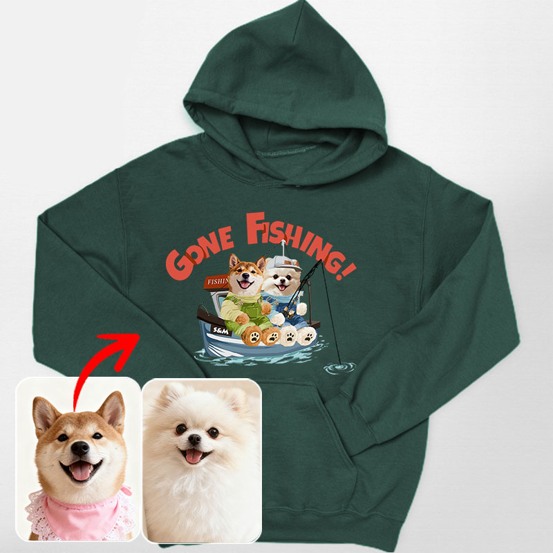 カスタムフワモコ部 　パーカー  釣り  2頭デザイン 251210-3