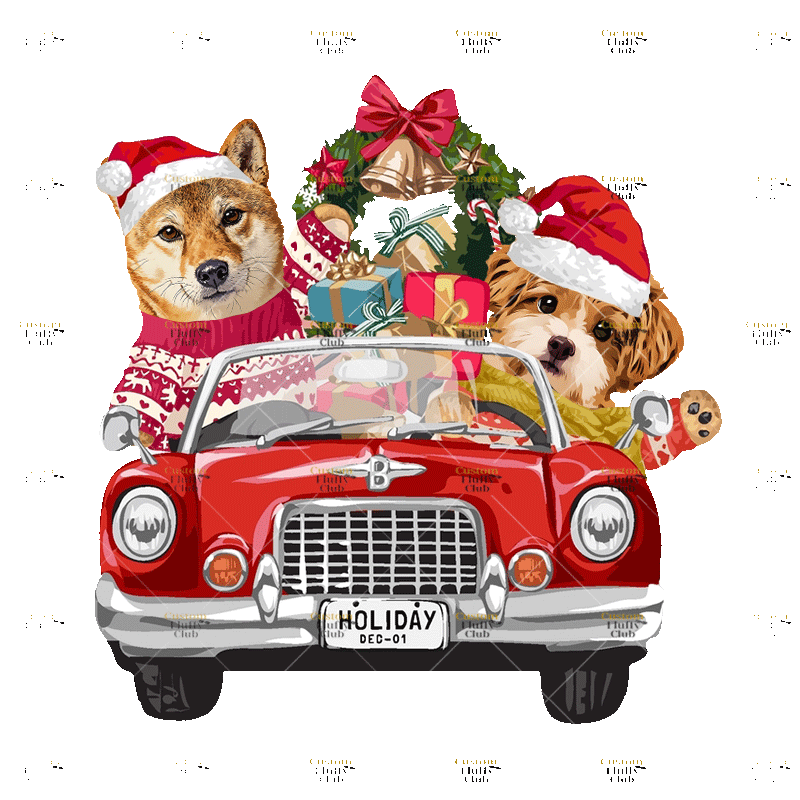 カスタムフワモコ部 　トレーナー Christmas  Shoping 2頭デザイン251122-4