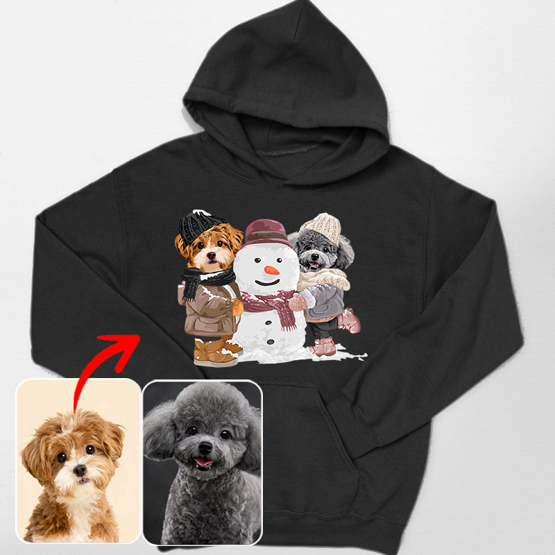 カスタムフワモコ部 　パーカー 雪だるまを作る  2頭デザイン 25114-6