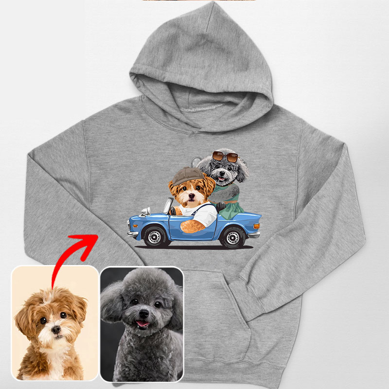 カスタムフワモコ部 　パーカー  ピクニック 2頭デザイン 25114-1