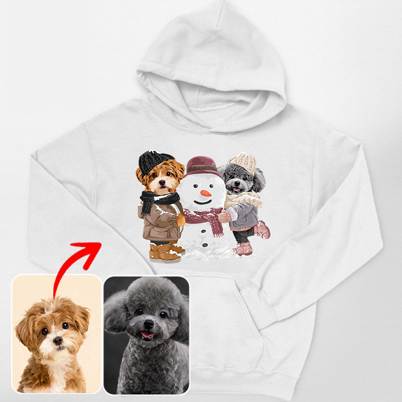 カスタムフワモコ部 　パーカー 雪だるまを作る  2頭デザイン 25114-6