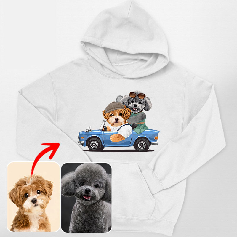 カスタムフワモコ部 　パーカー  ピクニック 2頭デザイン 25114-1