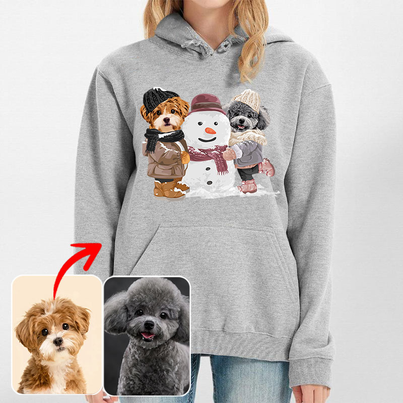 カスタムフワモコ部 　パーカー 雪だるまを作る  2頭デザイン 25114-6