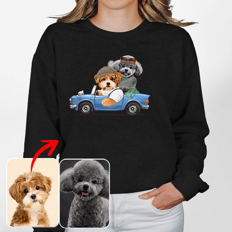 カスタムフワモコ部 　トレーナー ドライブ旅行 2頭デザイン25114-3