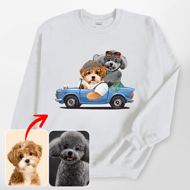 カスタムフワモコ部 　トレーナー ドライブ旅行 2頭デザイン25114-3