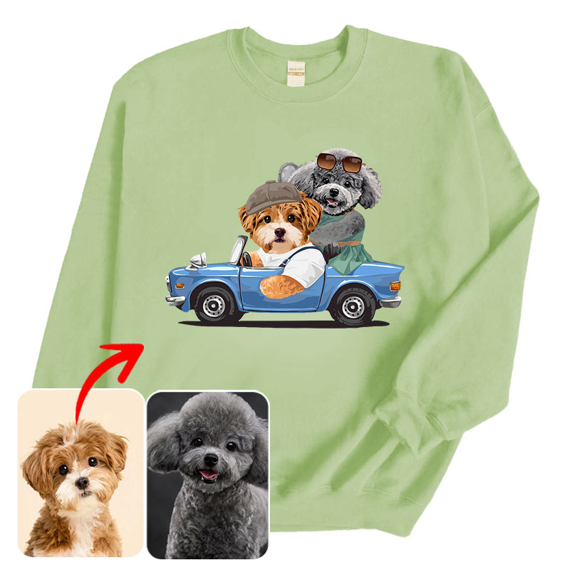 カスタムフワモコ部 　トレーナー ドライブ旅行 2頭デザイン25114-3