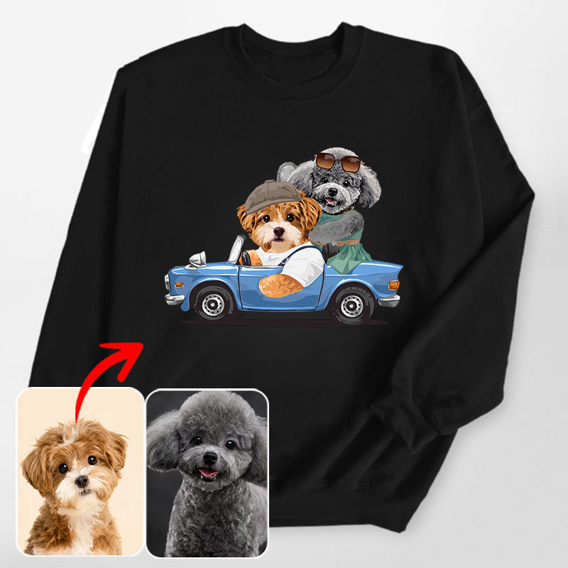 カスタムフワモコ部 　トレーナー ドライブ旅行 2頭デザイン25114-3