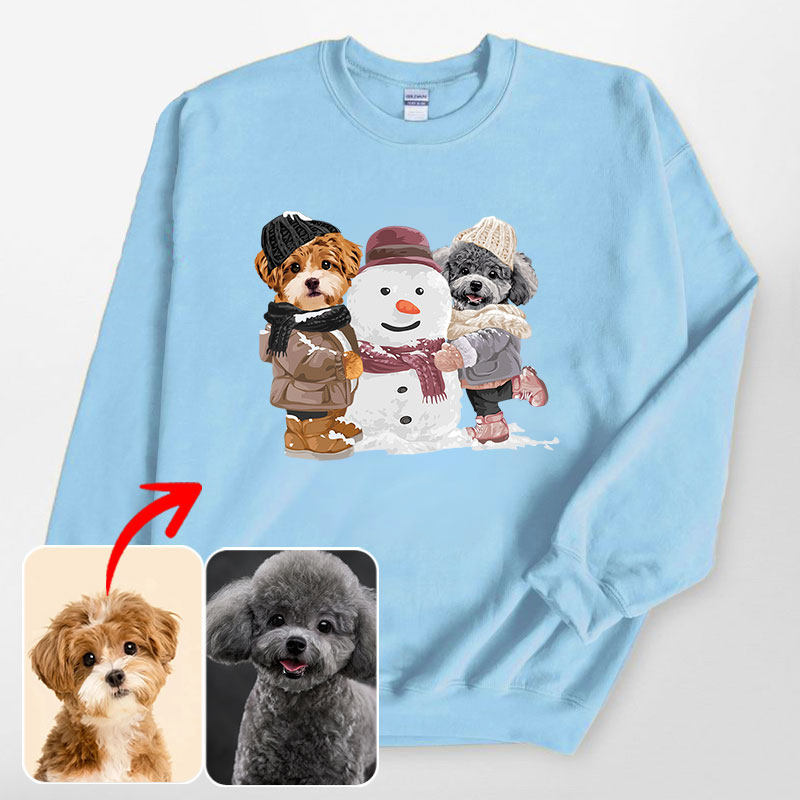 カスタムフワモコ部 　トレーナー 雪だるまを作る  2頭デザイン25114-4