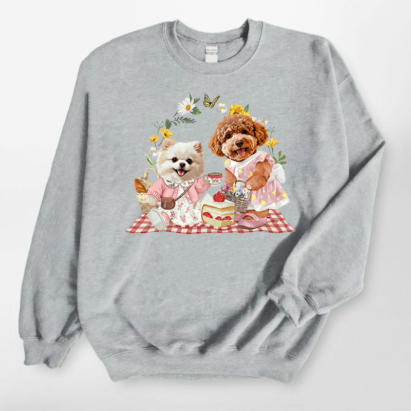 カスタムフワモコ部 　トレーナー ピクニック 2頭デザイン26115-7