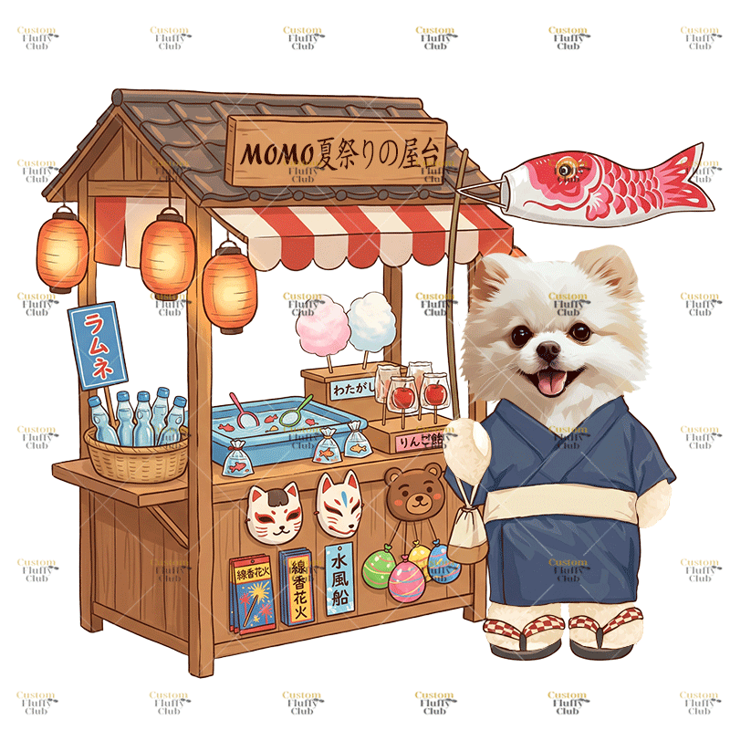 カスタムフワモコ部   夏祭り花火大会  プレミアムTシャツ  2頭デザイン 260610-6