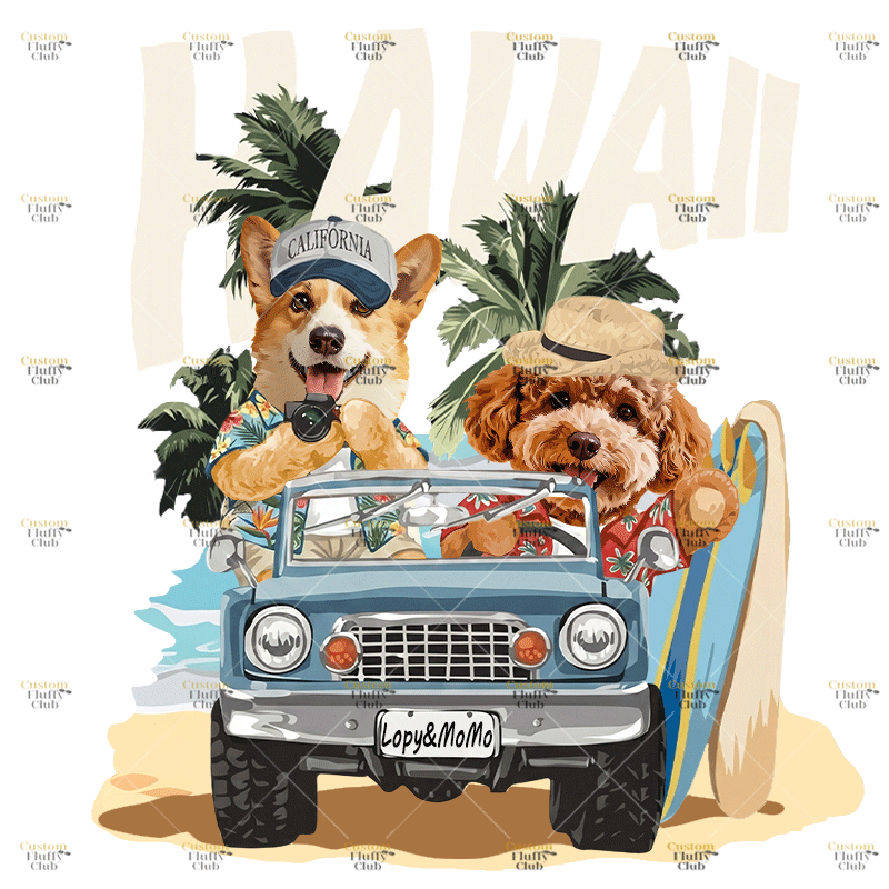 カスタムフワモコ部  2way ショルダートートバッグ Hawaii Puppy Road Trip 260611-3