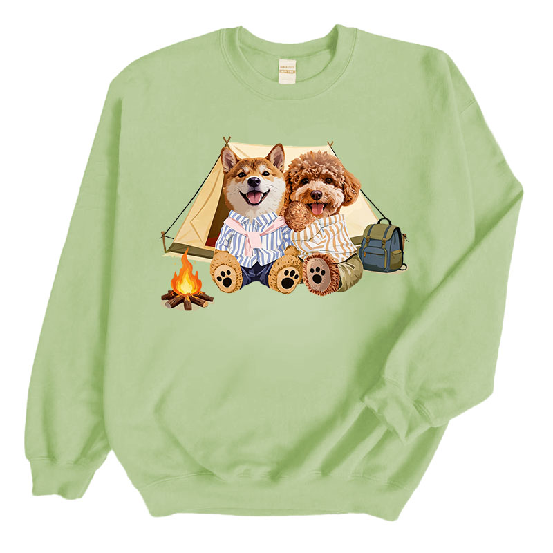 カスタムフワモコ部  トレーナー  キャンプ 2頭デザイン26121-3