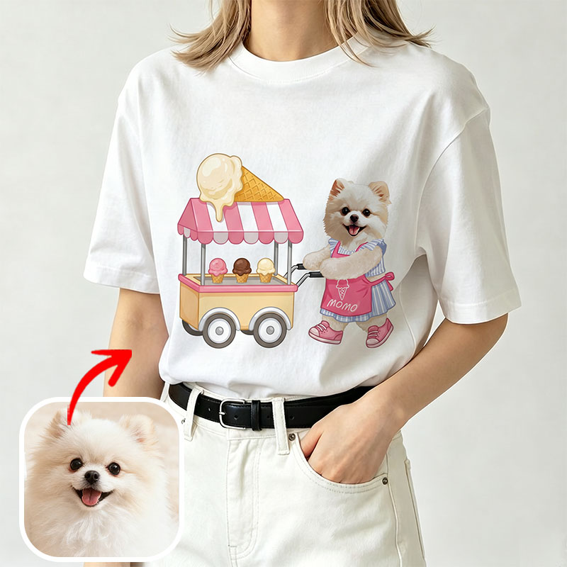 カスタムフワモコ部   Summer Ice Cream  プレミアムTシャツ  1頭デザイン 260610-7