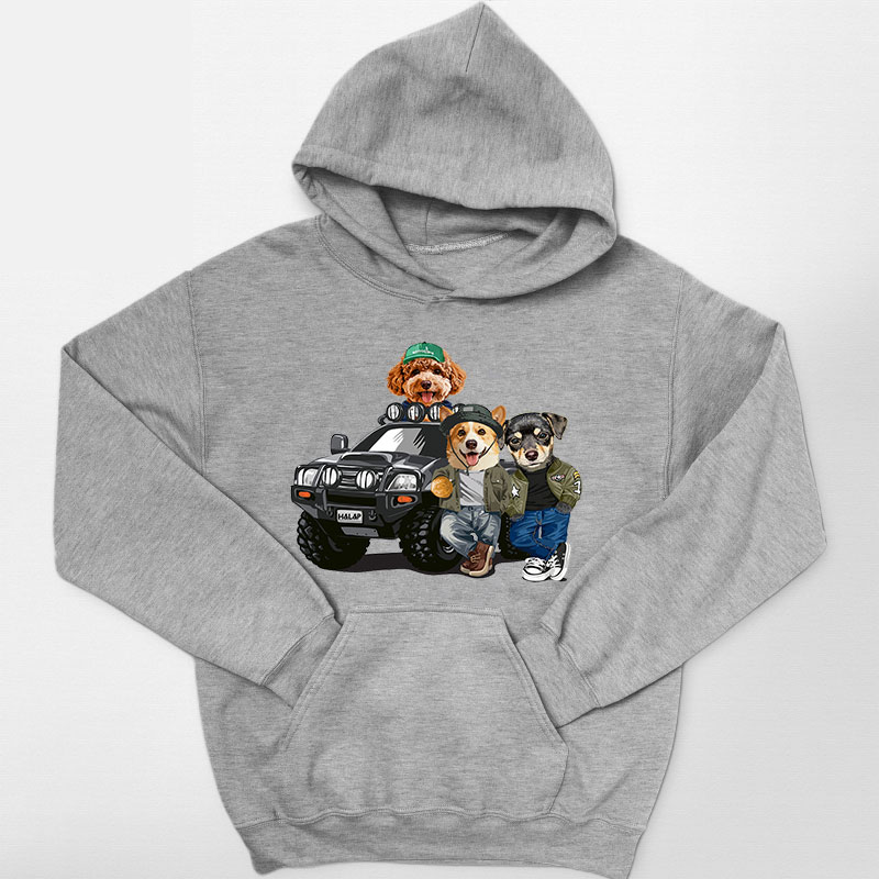 カスタムフワモコ部 　パーカー   オフロード冒険  3頭デザイン 251222-3