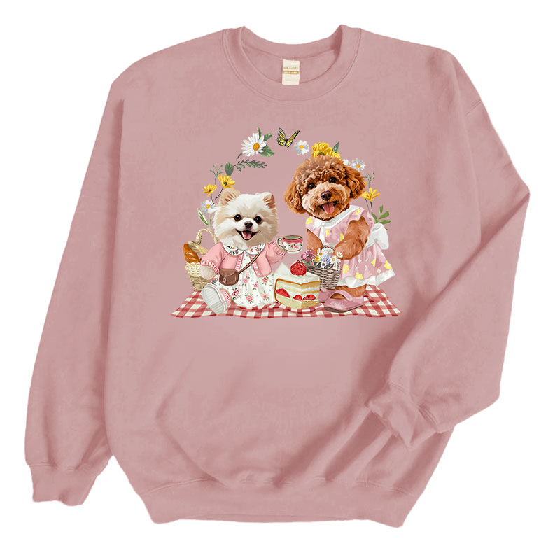 カスタムフワモコ部 　トレーナー ピクニック 2頭デザイン26115-7