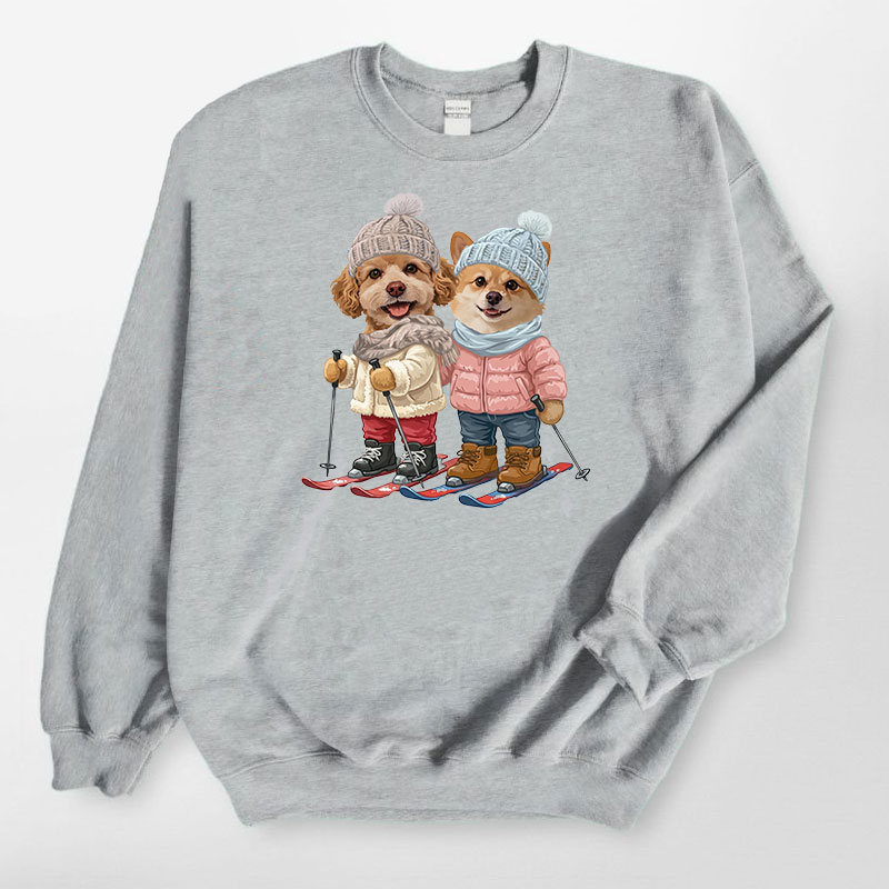 カスタムフワモコ部 　トレーナー   Girls skiing    2頭デザイン251218-9