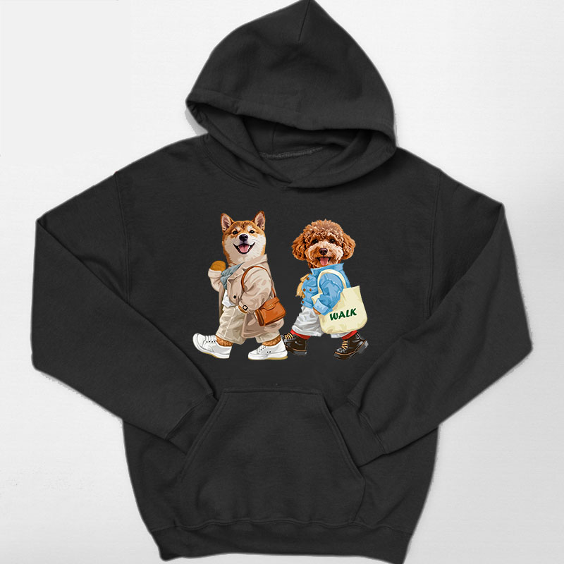 カスタムフワモコ部  パーカー  walk  2頭デザイン26123-1