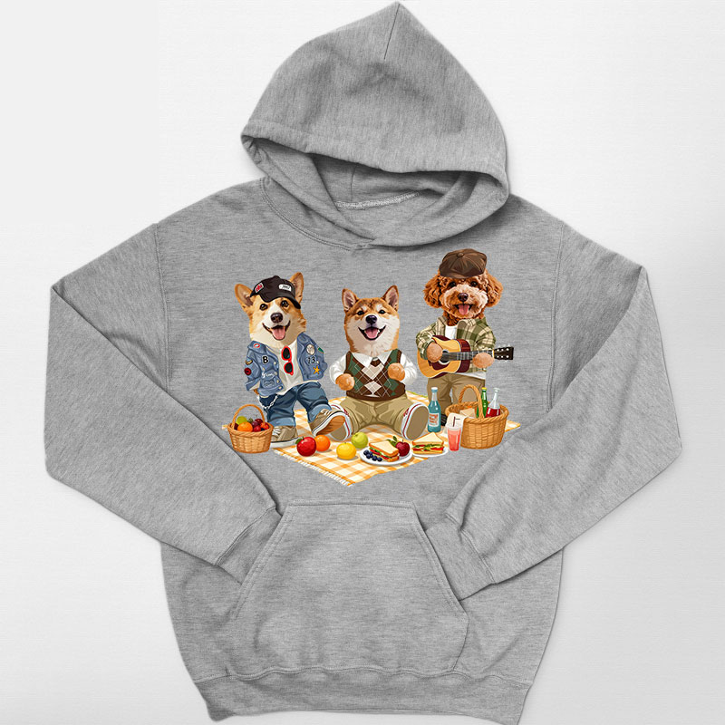 カスタムフワモコ部  パーカー  ピクニック 3頭デザイン26123-5