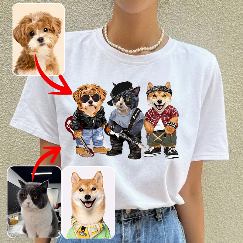 カスタムフワモコ部  プレミアムTシャツ  バンド  3頭デザイン 0328-1-3