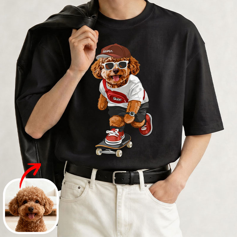 カスタムフワモコ部   クールスケボー  プレミアムTシャツ  2頭デザイン 260610-5