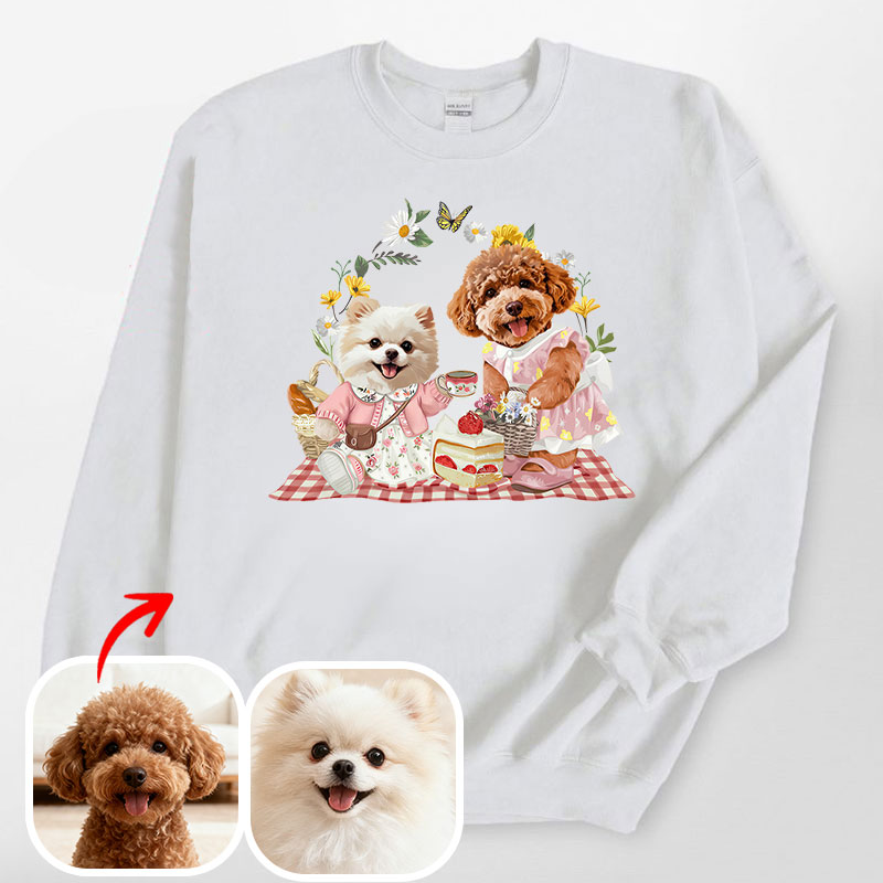 カスタムフワモコ部 　トレーナー ピクニック 2頭デザイン26115-7