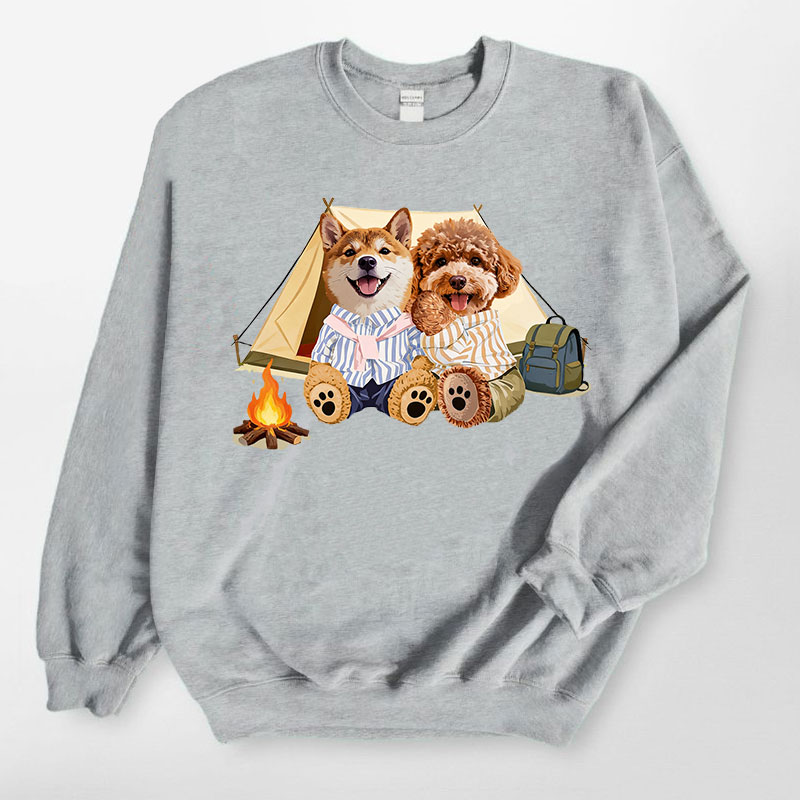 カスタムフワモコ部  トレーナー  キャンプ 2頭デザイン26121-3