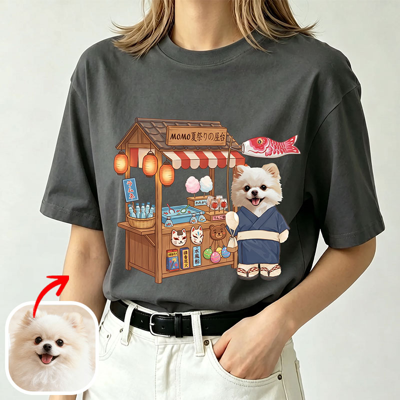 カスタムフワモコ部   夏祭り花火大会  プレミアムTシャツ  2頭デザイン 260610-6