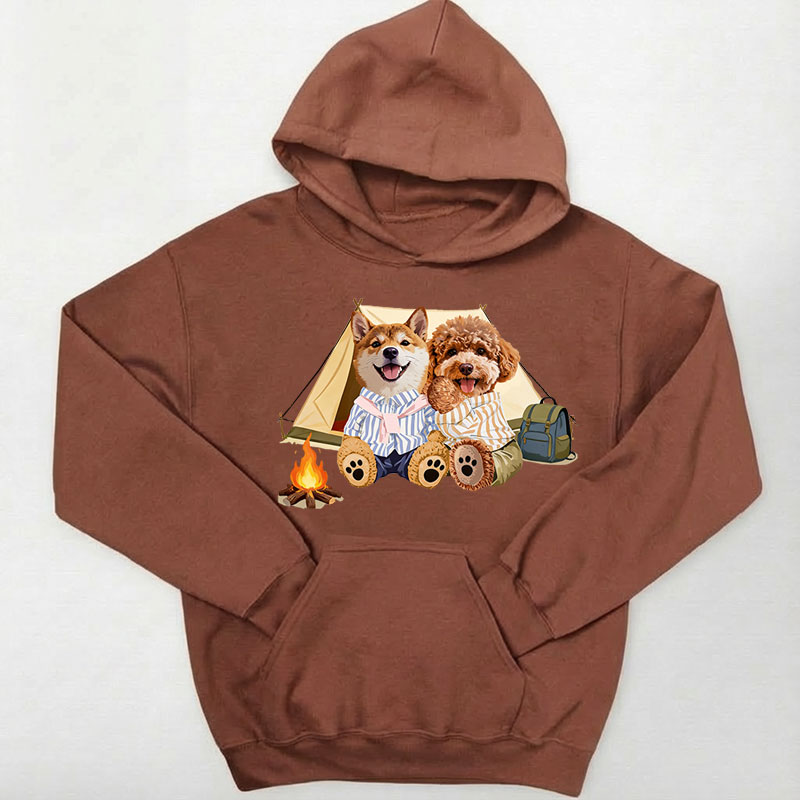 カスタムフワモコ部 　パーカー  キャンプ  2頭デザイン 26121-4