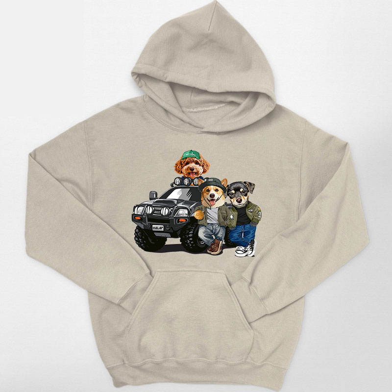 カスタムフワモコ部 　パーカー   オフロード冒険  3頭デザイン 251222-3