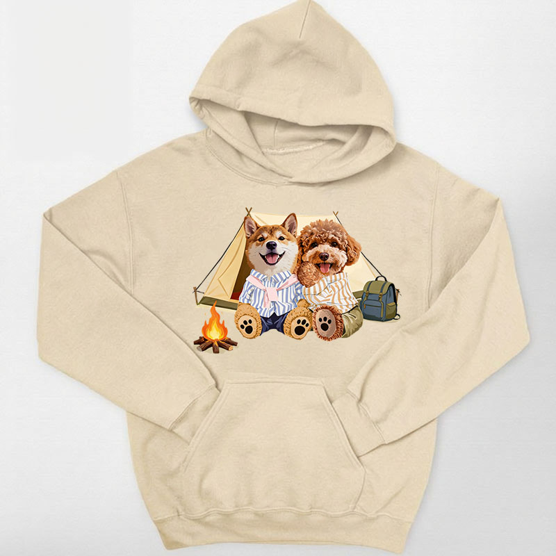 カスタムフワモコ部 　パーカー  キャンプ  2頭デザイン 26121-4